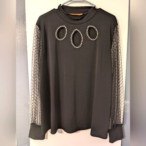 Belldini Tear Drop Hole & Silver Embellished Blouse NWOT SIZE‎ 2X